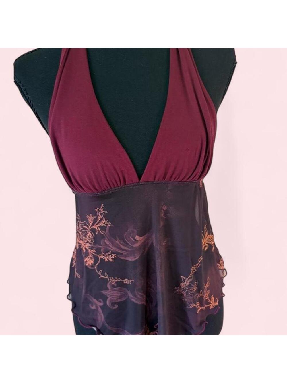 Blue Blush halter mesh top size L fits s and m fairycore grunge mesh y2k
